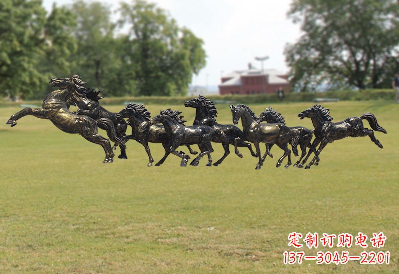 仙桃八骏图八匹马群铜雕