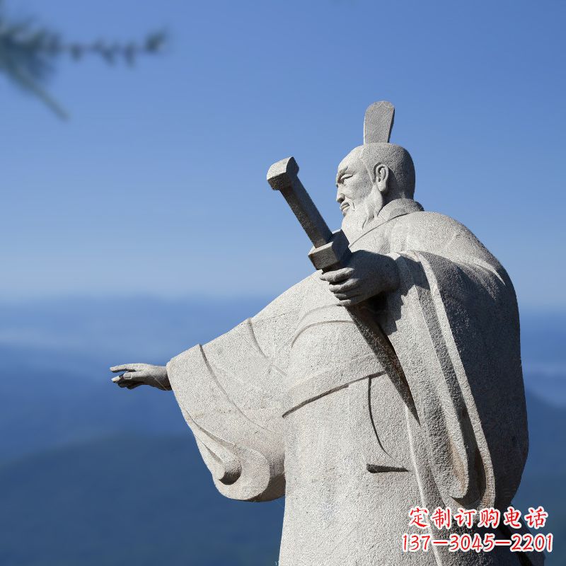仙桃霸气无双秦始皇石雕像