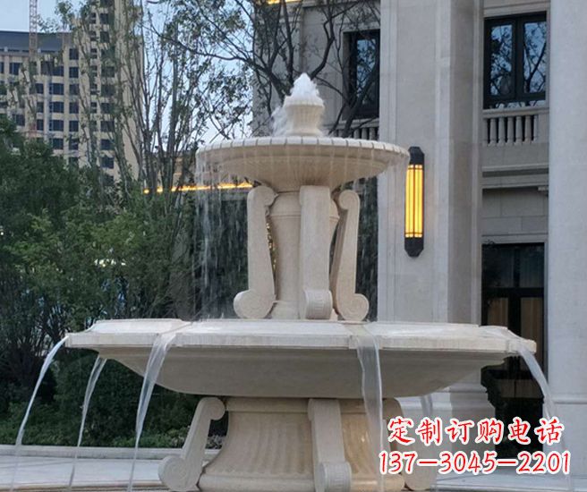 仙桃别墅景观汉白玉喷泉石雕 (2)