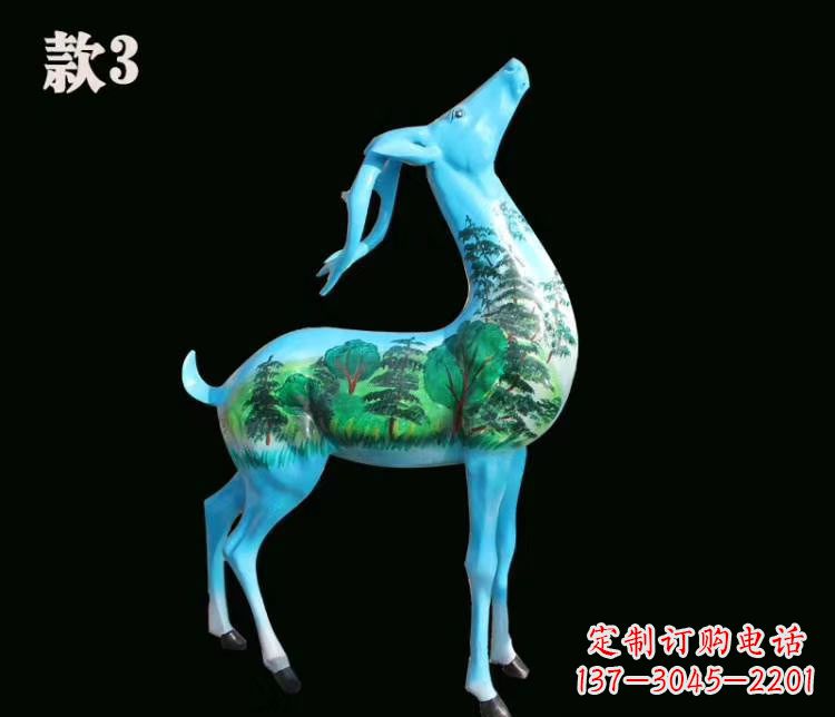 仙桃玻璃钢彩绘艺术小鹿雕塑精美的艺术品