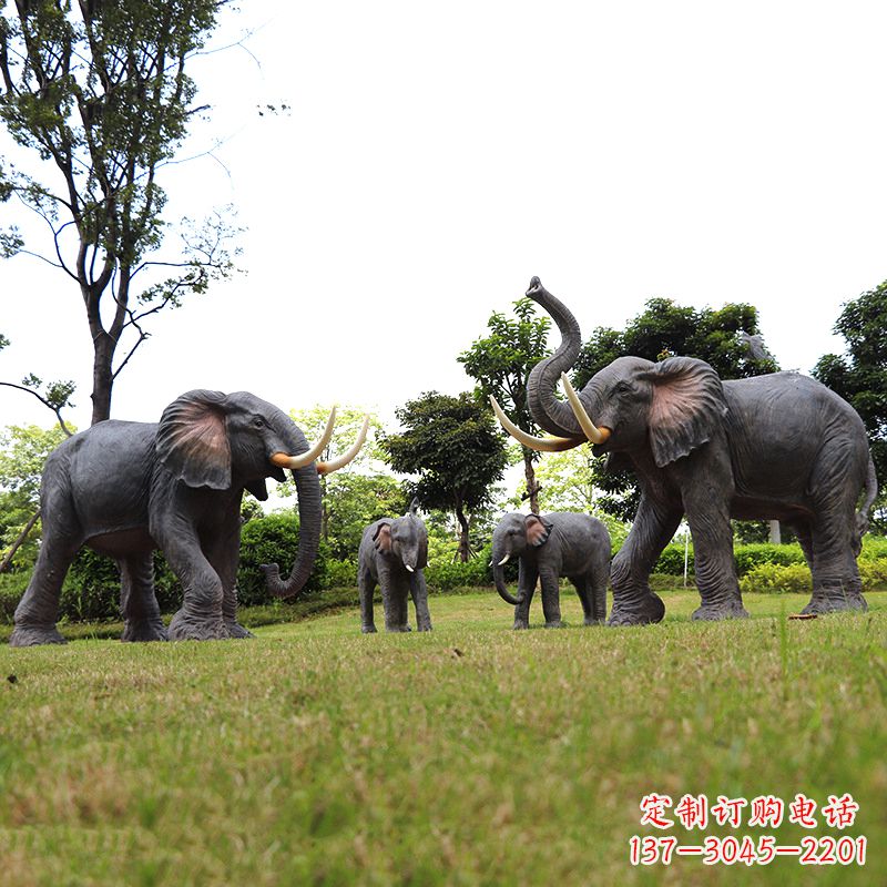 仙桃玻璃钢大象雕塑传承古老文化，点缀园林景观