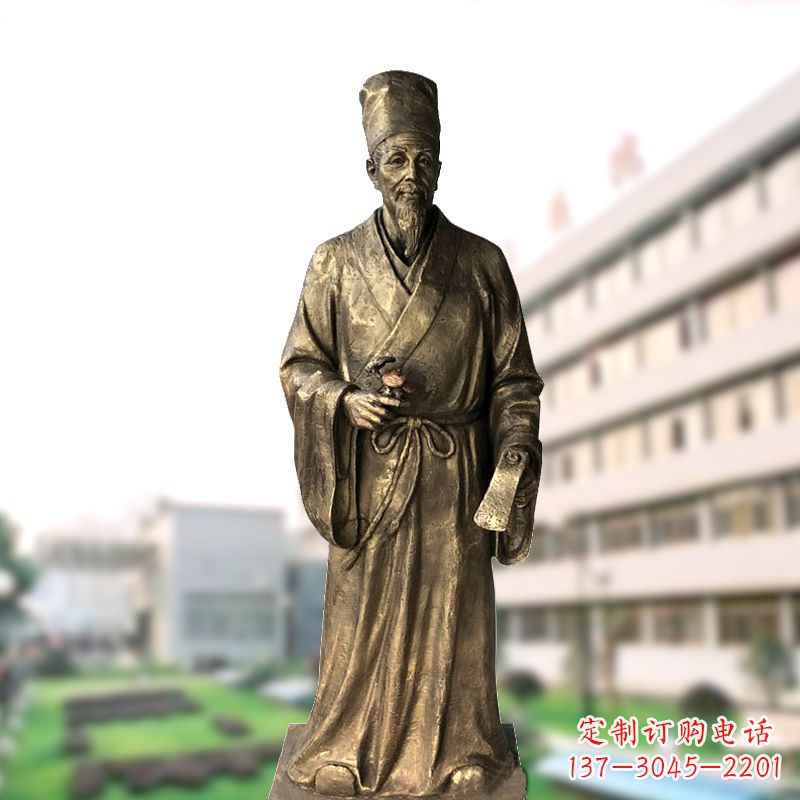 仙桃玻璃钢仿铜李时珍塑像-医院医学院药圣雕塑