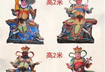 仙桃玻璃钢彩绘四大天王雕塑宏伟壮观的艺术珍品