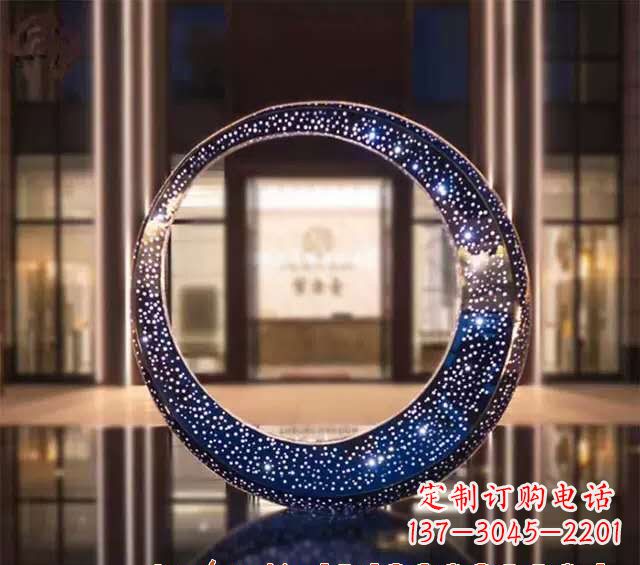 仙桃不锈钢发光月亮雕塑照亮夜空的梦幻之光