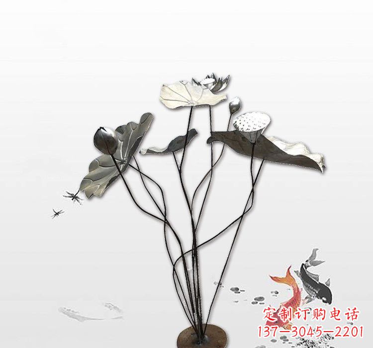 仙桃不锈钢荷叶雕塑艺术的精美结合