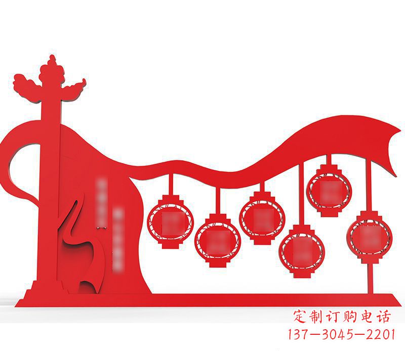 仙桃灯笼雕塑传承社会主义核心价值观