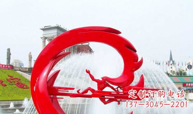 仙桃夸父的传奇不锈钢雕塑