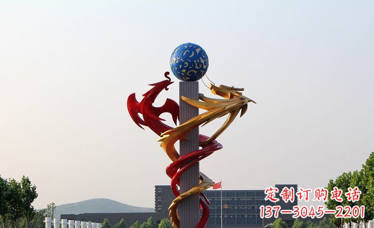仙桃龙凤呈祥一对不锈钢雕塑的精彩展示