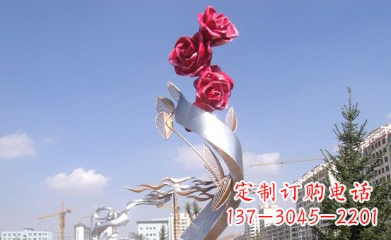 仙桃不锈钢玫瑰雕塑精致的艺术之美