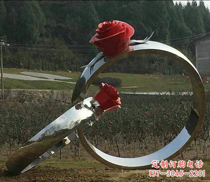 仙桃不锈钢玫瑰雕塑精美的艺术珍品