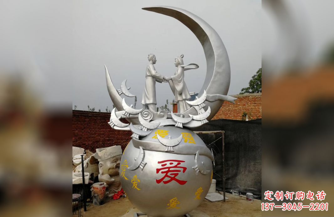 仙桃不锈钢牛郎织女雕塑爱情永存