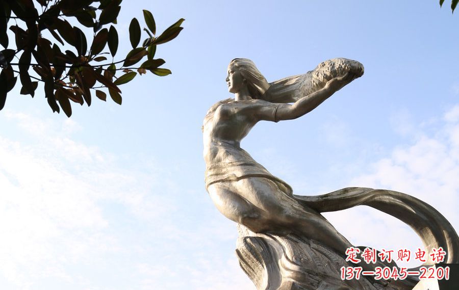 仙桃女娲传承中华神话的不锈钢雕塑