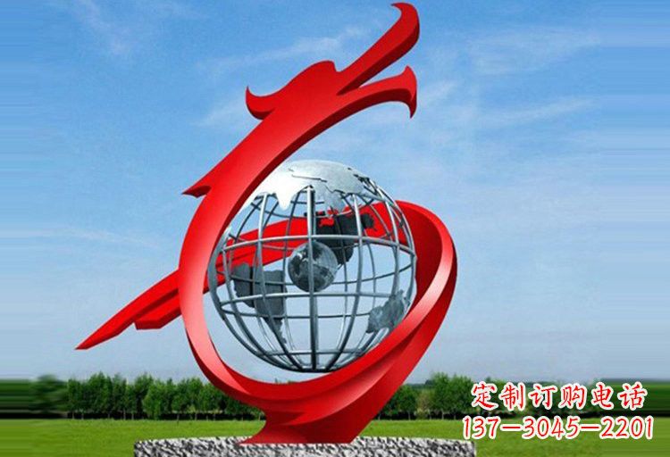 仙桃不锈钢地球雕塑精美雕塑饰以美丽世界