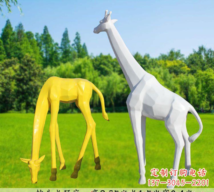 仙桃不锈钢长颈鹿雕塑完美结合美丽与耐久