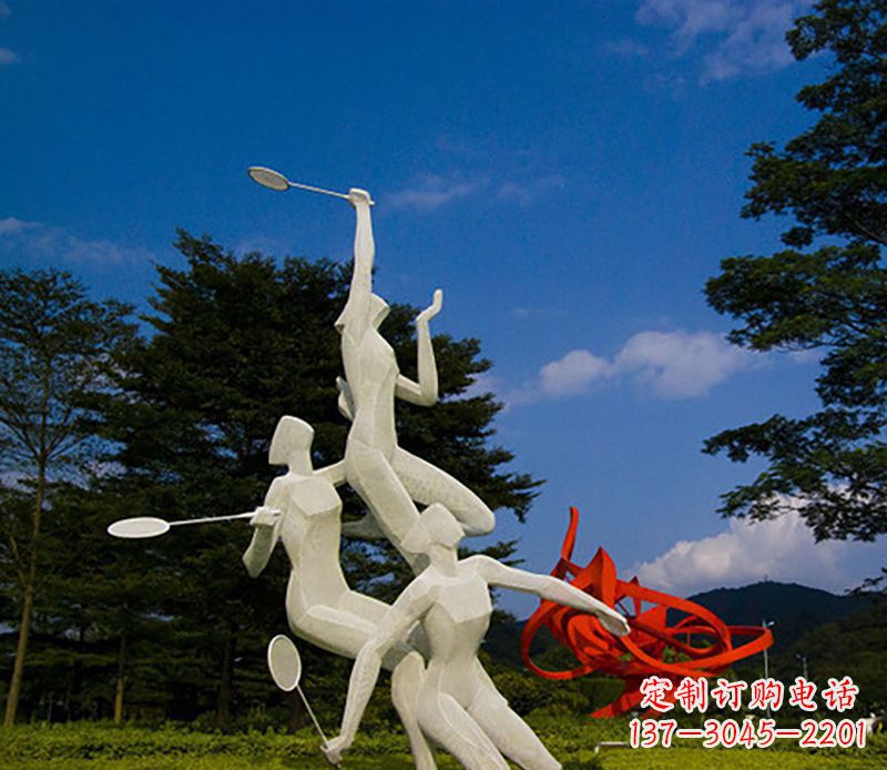 仙桃不锈钢羽毛球雕塑精美线条展现体育热情