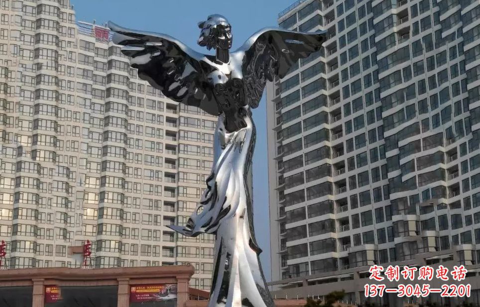 仙桃不锈钢天使雕塑传递着美丽与希望