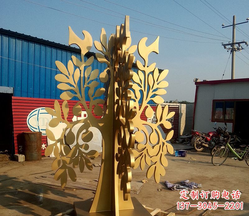仙桃不锈钢树叶园林景观雕塑——美妙绝伦的艺术之作