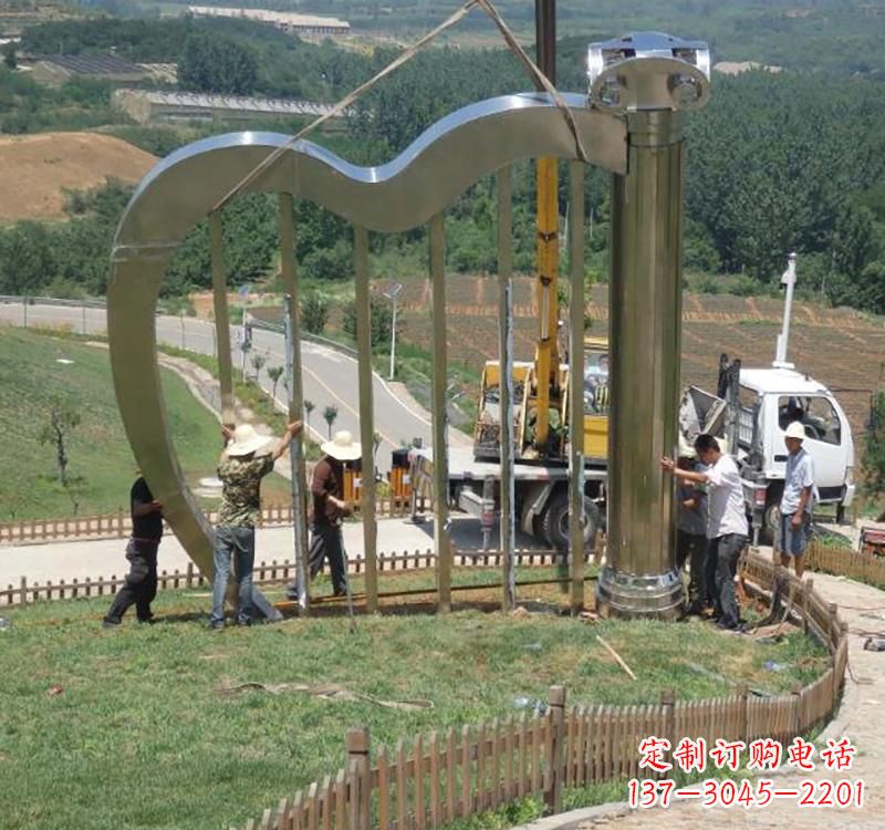 仙桃音乐美学不锈钢竖琴雕塑