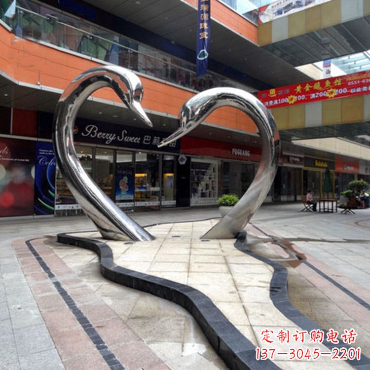 仙桃不锈钢天鹅爱情雕塑把浪漫永恒的爱情永久凝固
