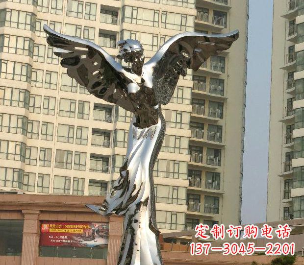 仙桃不锈钢天使雕塑传递温暖的祝福