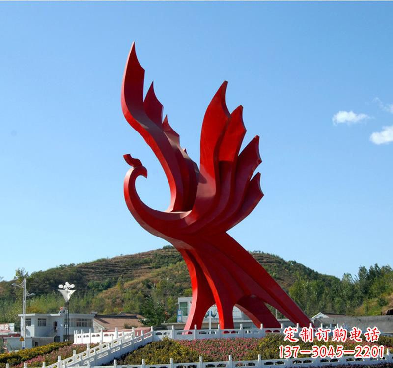 仙桃不锈钢现代凤凰雕塑——给都市带来灵动之美