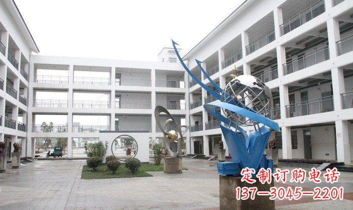 仙桃不锈钢地球雕塑缔造美丽的校园