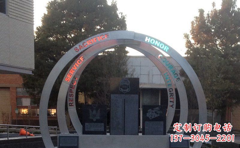 仙桃不锈钢艺术门圆环雕塑——精美绝伦