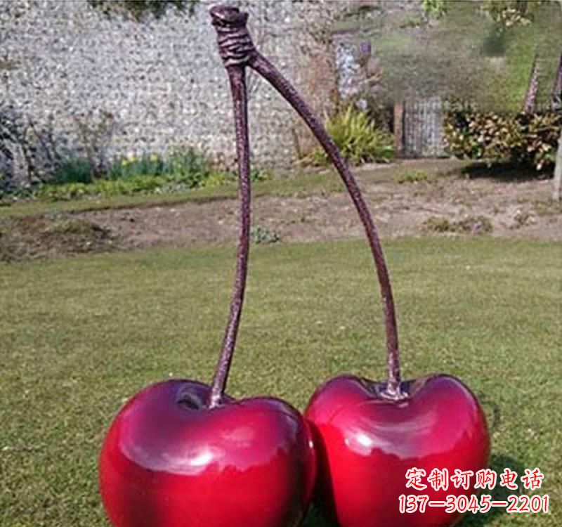 仙桃不锈钢樱桃雕塑传承美好记忆
