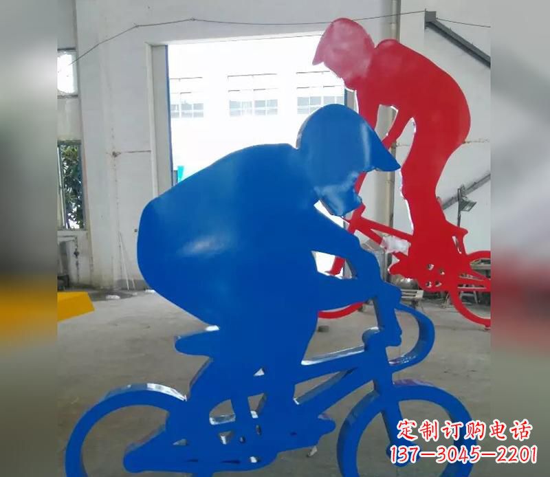 仙桃不锈钢运动骑·精美自行车雕塑