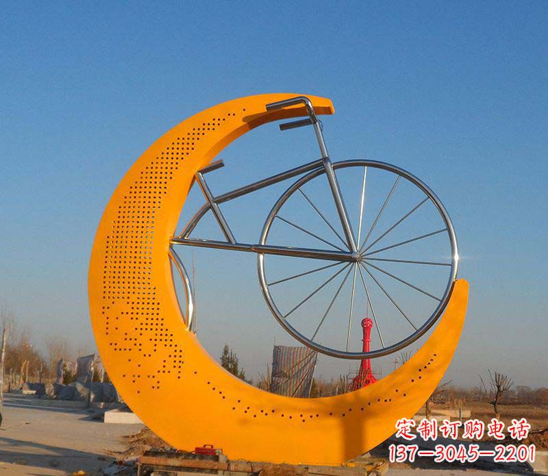 仙桃不锈钢自行车雕塑一次性看到的艺术经典