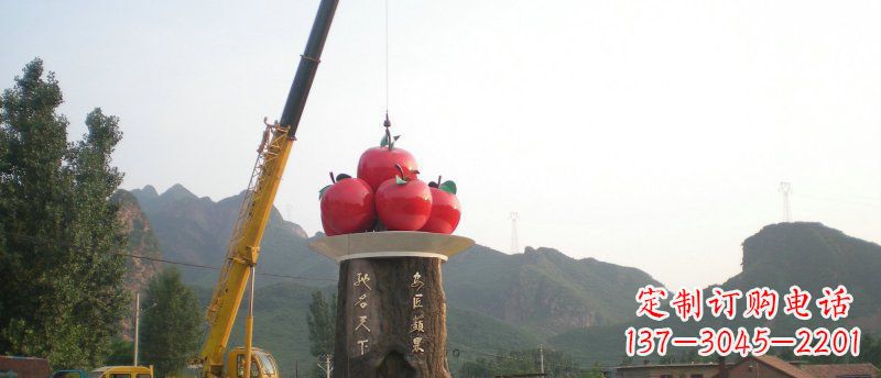 仙桃不锈钢苹果雕塑缔造城市风采