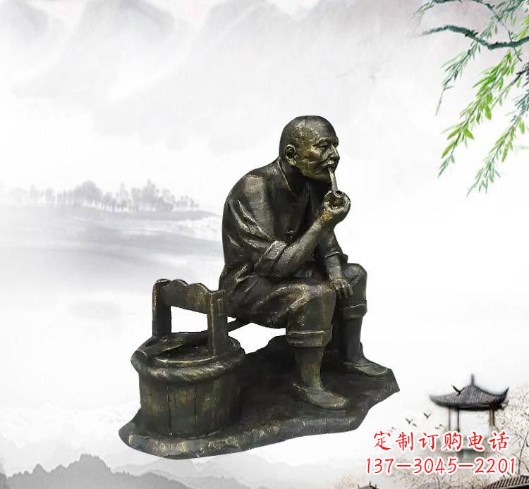 仙桃抽烟斗的老人
