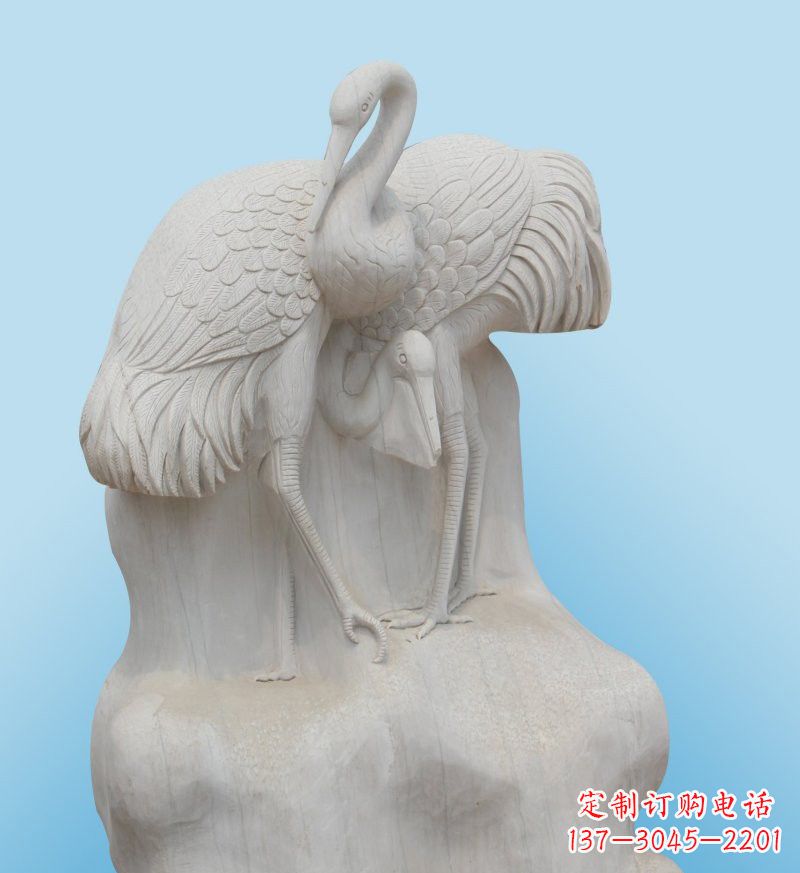 仙桃大理石制作的丹顶鹤雕塑