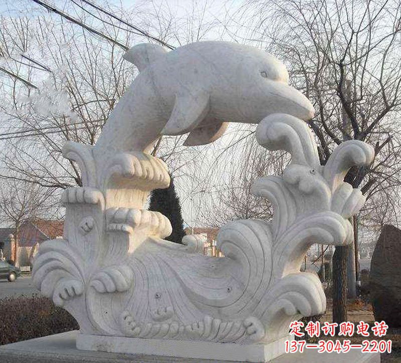 仙桃海豚浪花大理石雕塑
