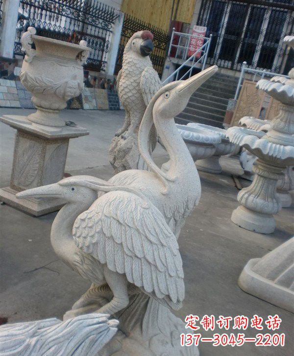 仙桃中领雕塑仙鹤石雕
