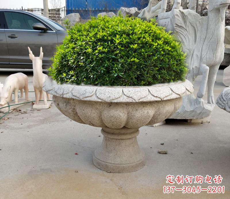 仙桃优雅大理石花盆雕塑