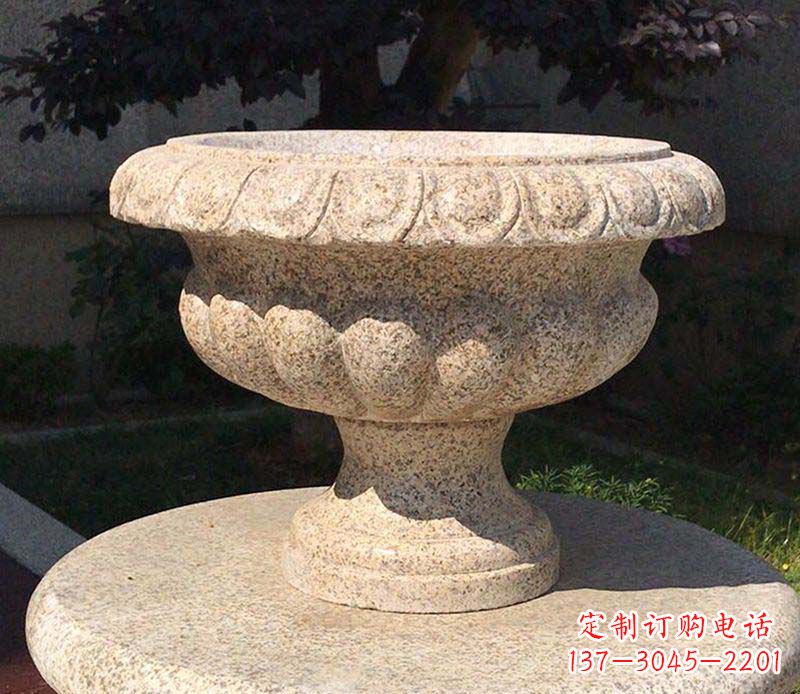 仙桃大理石花钵公园花盆石雕
