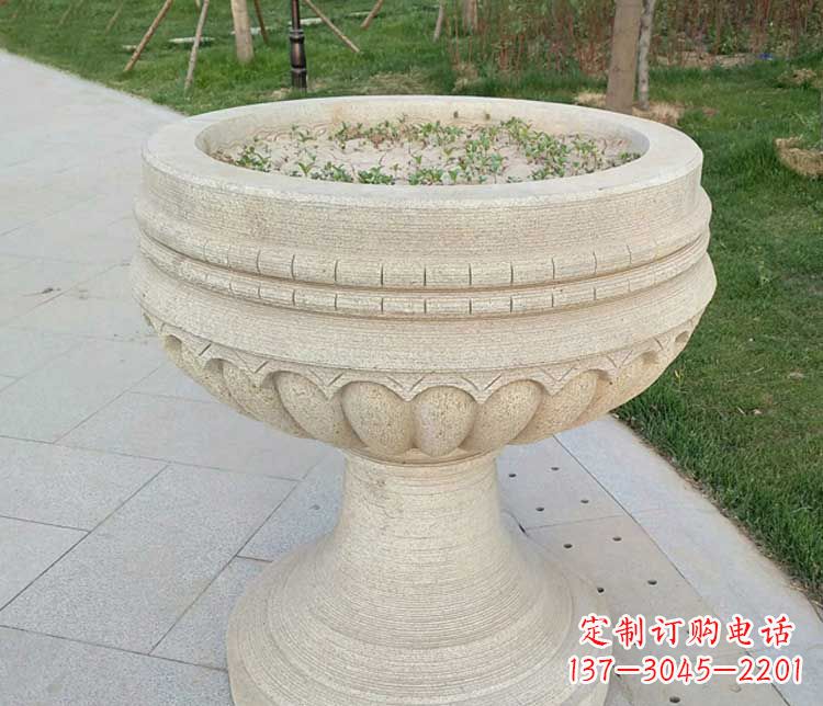 仙桃大理石花盆石雕