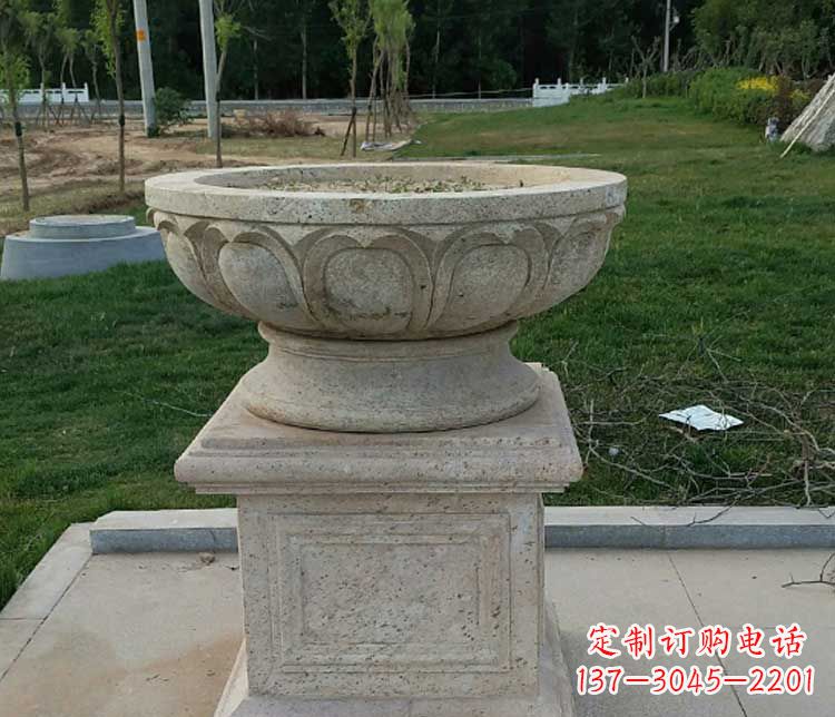 仙桃大理石花盆石雕
