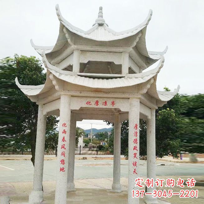 仙桃大理石凉亭双层雕塑