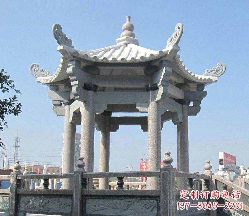 仙桃大理石六角凉亭石雕，为您的家园带来浪漫情怀
