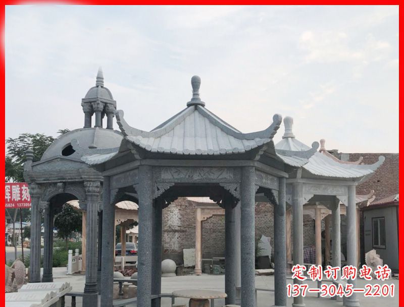 仙桃六角凉亭石雕