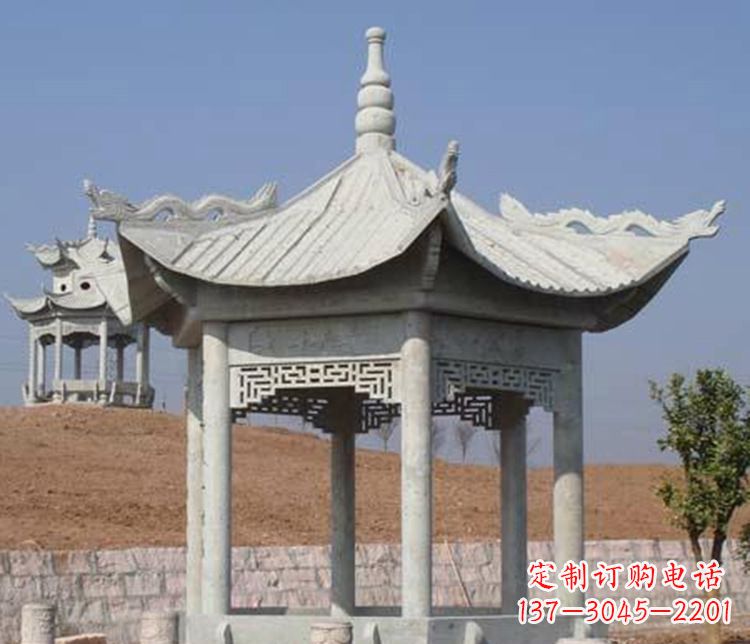 仙桃精美大理石六角凉亭石雕