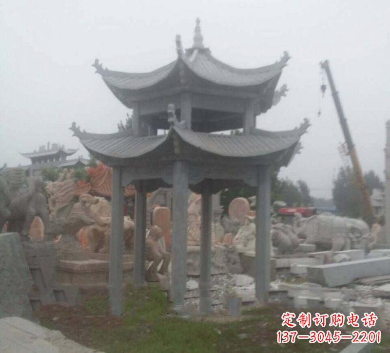 仙桃大理石六角凉亭石雕,精美绝伦