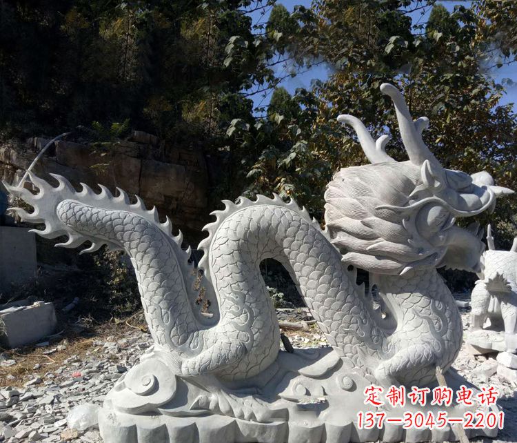 仙桃精美大理石龙雕塑