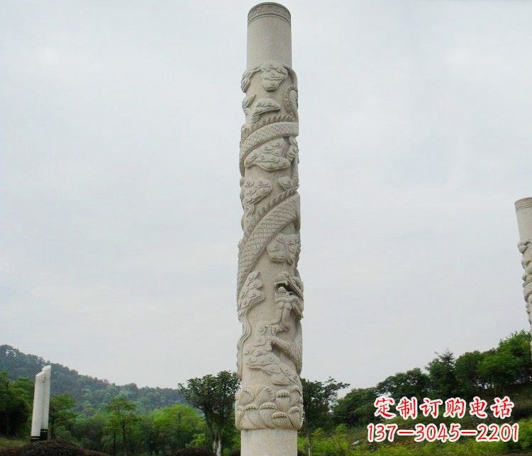 仙桃大理石盘龙柱雕塑