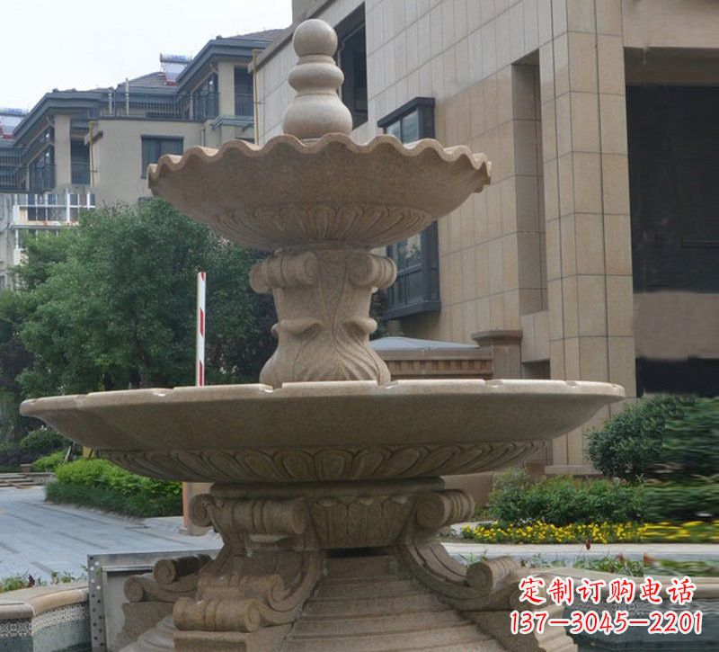 仙桃简约双层大理石喷泉雕塑