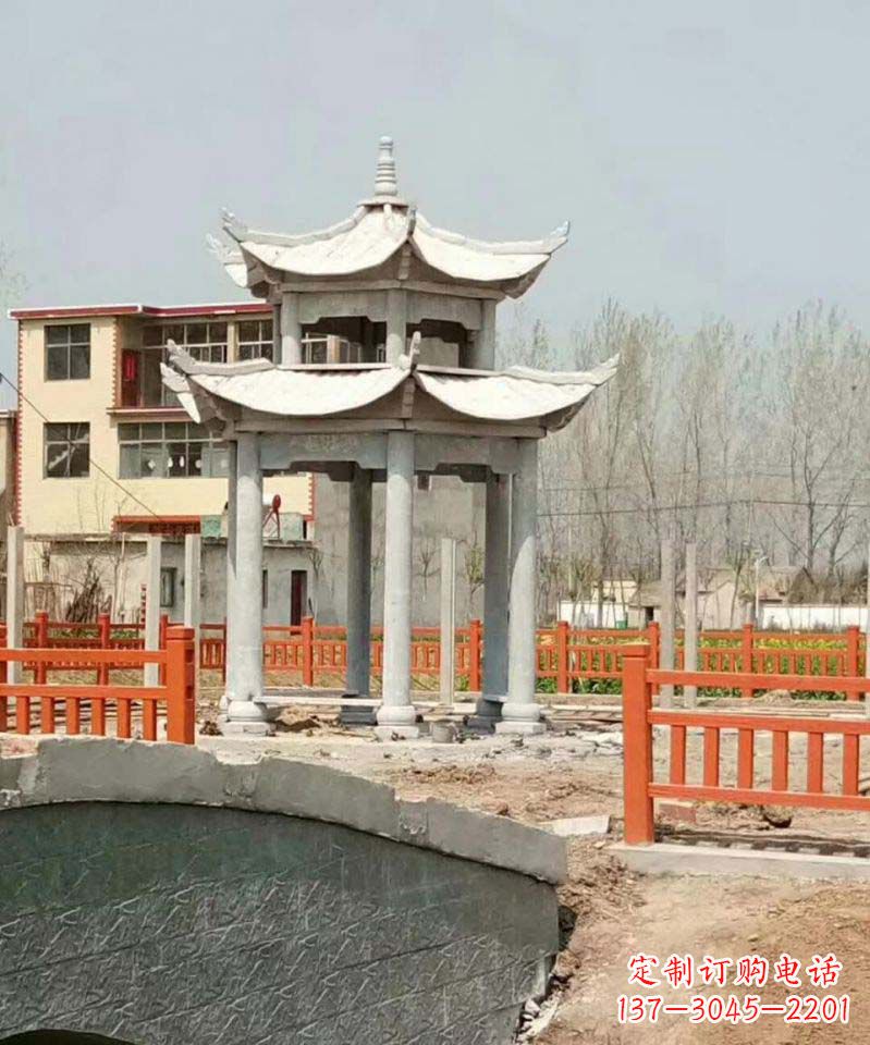仙桃大理石双层凉亭雕塑
