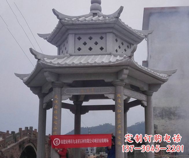 仙桃大理石双层石雕凉亭——独特的艺术结晶