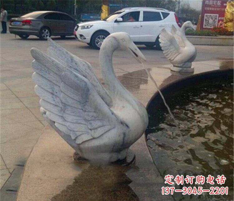 仙桃大理石天鹅喷泉石雕